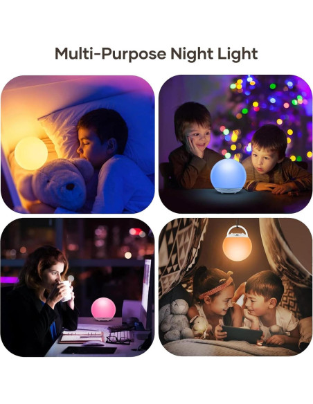Luz Nocturna Regulable para Niños 7 Colores Recargable