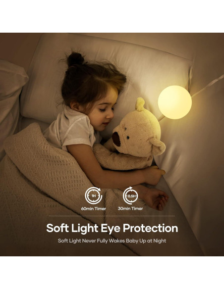 Luz Nocturna Regulable para Niños 7 Colores Recargable