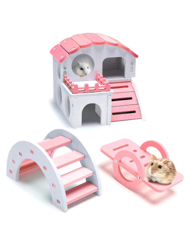 Juego de Juguetes para Hámster Skylety 3 Piezas Rosa