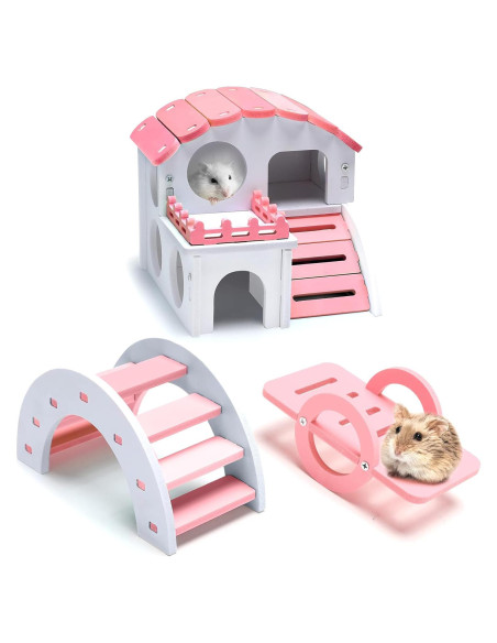 Juego de Juguetes para Hámster Skylety 3 Piezas Rosa