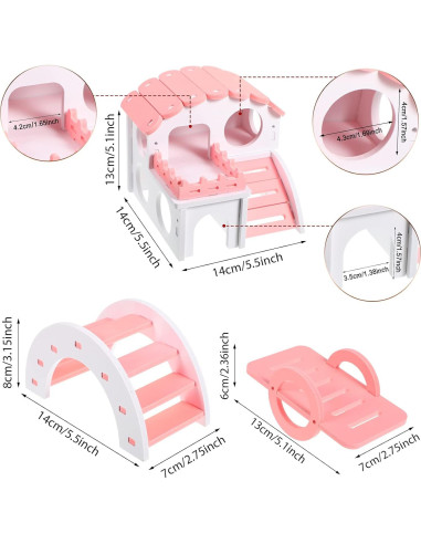 Juego de Juguetes para Hámster Skylety 3 Piezas Rosa