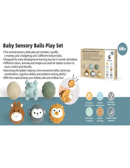 Conjunto de 6 Pelotas Sensoriales TMYIDO para Bebés 6-18 Meses
