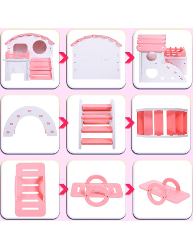 Juego de Juguetes para Hámster Skylety 3 Piezas Rosa