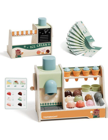 Juego de Cocina de Madera TOP BRIGHT con Mostrador de Helados