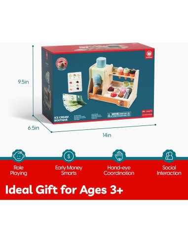 Juego de Cocina de Madera TOP BRIGHT con Mostrador de Helados