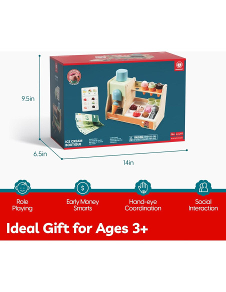 Juego de Cocina de Madera TOP BRIGHT con Mostrador de Helados