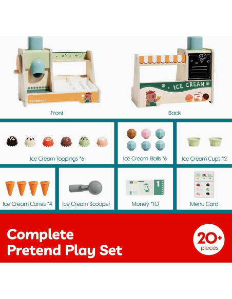 Juego de Cocina de Madera TOP BRIGHT con Mostrador de Helados