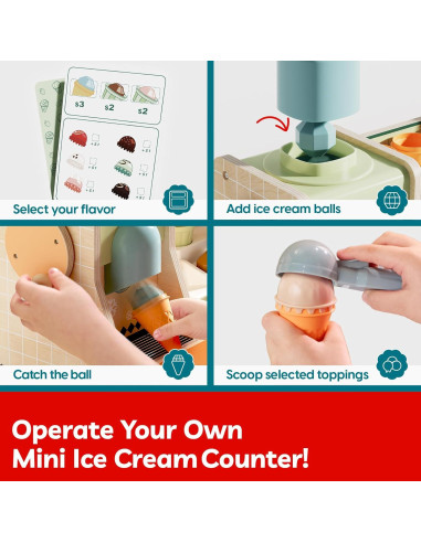 Juego de Cocina de Madera TOP BRIGHT con Mostrador de Helados