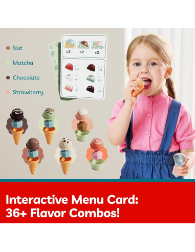 Juego de Cocina de Madera TOP BRIGHT con Mostrador de Helados