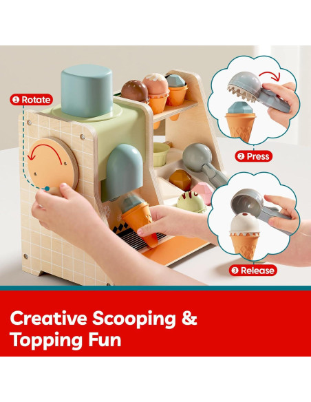 Juego de Cocina de Madera TOP BRIGHT con Mostrador de Helados