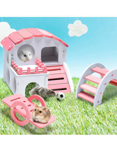 Juego de Juguetes para Hámster Skylety 3 Piezas Rosa