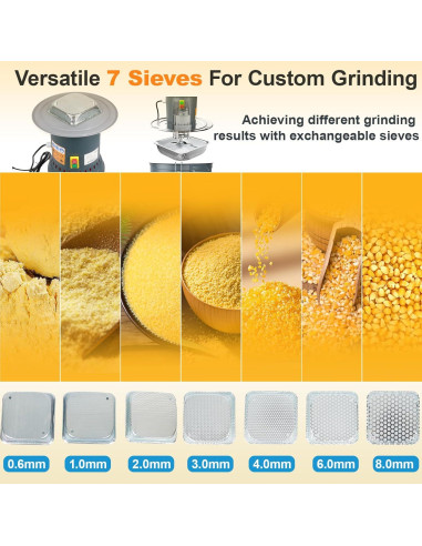Molino de Maíz Eléctrico 25L con 7 Tamices - 7.06 kg