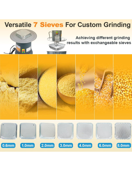 Molino de Maíz Eléctrico 25L con 7 Tamices - 7.06 kg