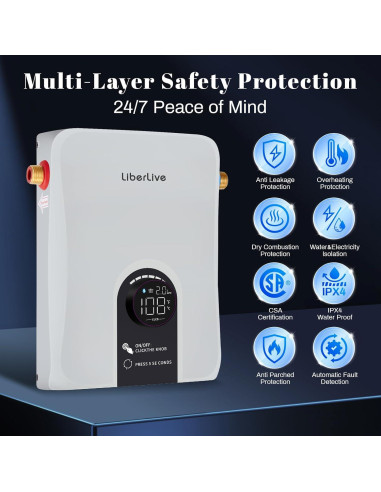Calentador de Agua Eléctrico Sin Tanque LiberLive 11kW 240V