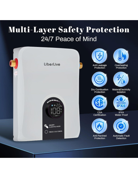 Calentador de Agua Eléctrico Sin Tanque LiberLive 11kW 240V