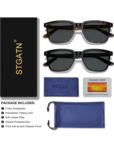 Gafas de Sol Retro Polarizadas STGATN para Hombres - 2 Paquetes