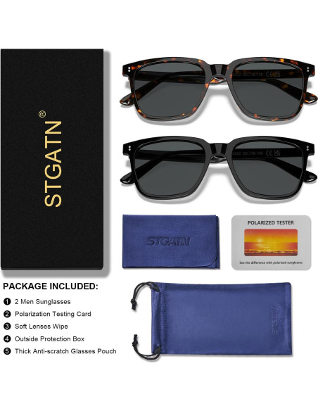 Gafas de Sol Retro Polarizadas STGATN para Hombres - 2 Paquetes
