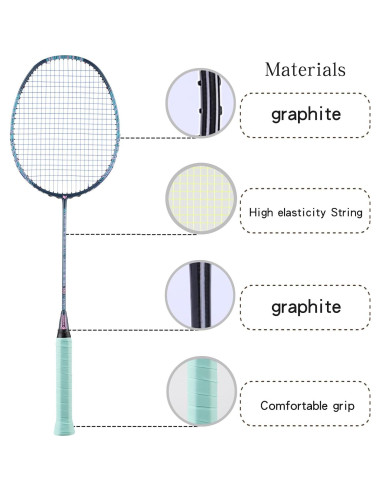 Paquete de 4 Raquetas de Bádminton YPyroblaze de Grafito 75g