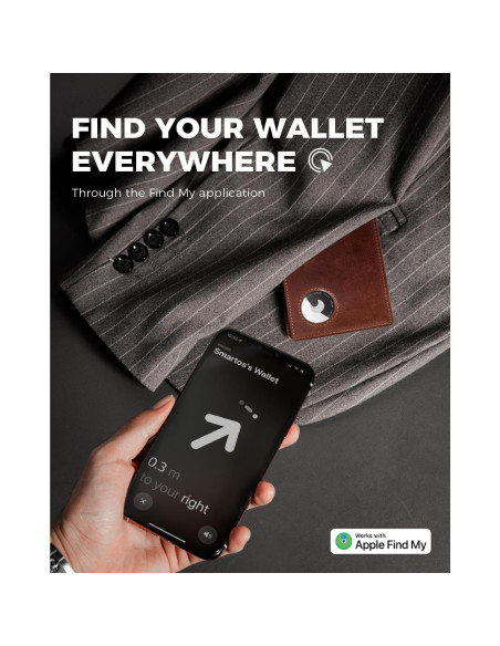 Billetera AirTag LORZOR Bifold Cuero Grano Completo Marrón