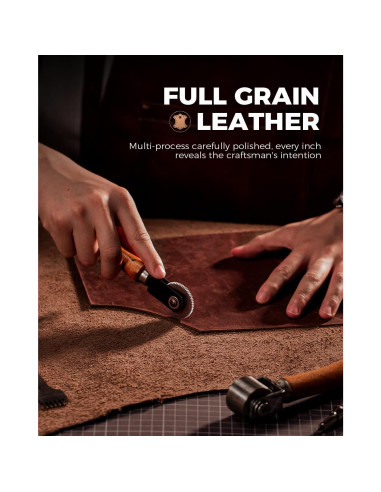 Billetera AirTag LORZOR Bifold Cuero Grano Completo Marrón