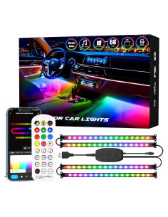 Luces LED para Carro Interior ETINAS RGB 68 LEDs Control APP