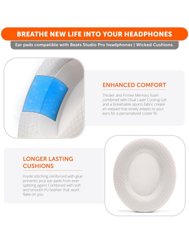 Almohadillas de Gel Refrigerante Wicked Cushions para Beats Studio Pro - Beige
