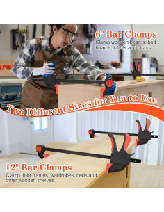 Juego de 10 abrazaderas de barra DkOvn 12" y 6" para carpintería 2