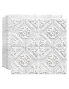 10 Paneles de Pared 3D Autoadhesivos Ladrillo Blanco 36.5x35cm