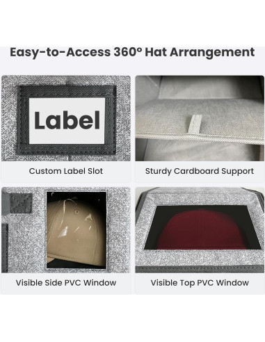 Organizador de Gorras Apilable Houxen - 2 Unidades Gris