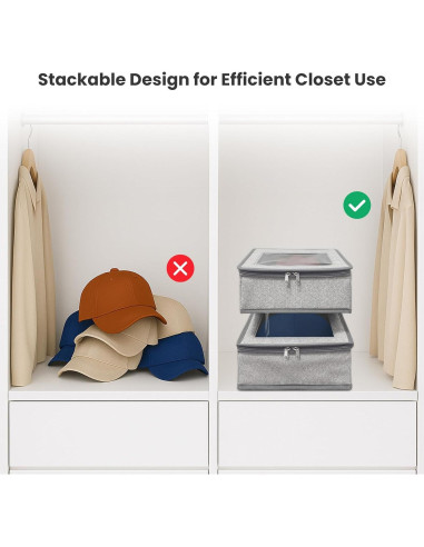 Organizador de Gorras Apilable Houxen - 2 Unidades Gris