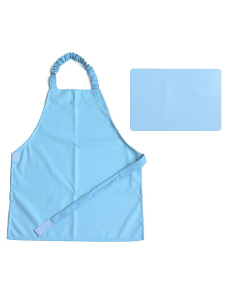 Conjunto Delantal Impermeable Kiddison y Tapete Silicona Azul