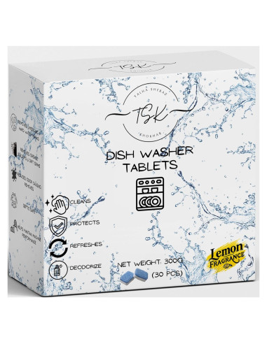 Tabletas Limpiadoras para Lavavajillas TSK - 30 Unidades, Aroma a Limón