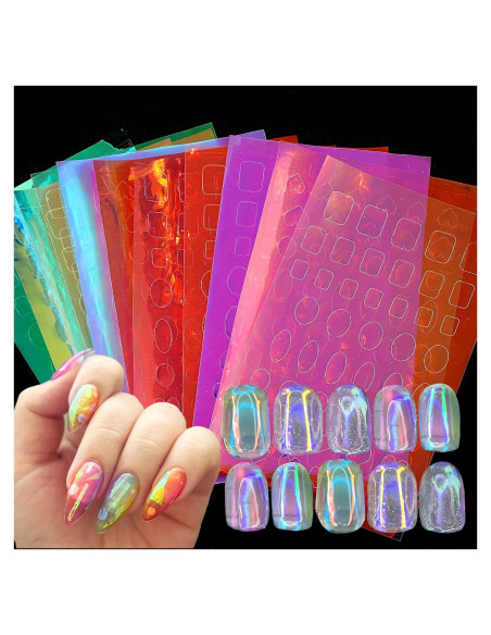 Calcomanías de Uñas Lásers 11 Hojas Zyghjort Coloridas