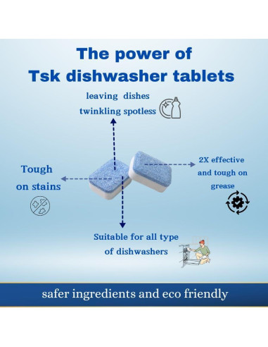 Tabletas Limpiadoras para Lavavajillas TSK - 30 Unidades, Aroma a Limón