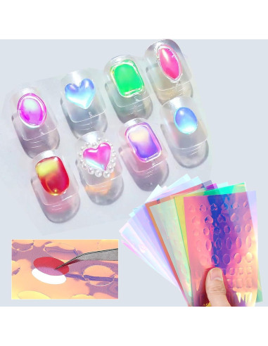 Calcomanías de Uñas Lásers 11 Hojas Zyghjort Coloridas