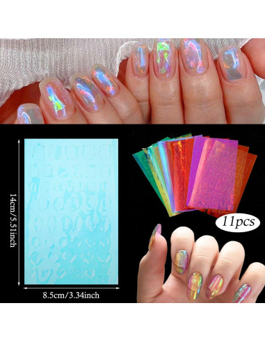 Calcomanías de Uñas Lásers 11 Hojas Zyghjort Coloridas