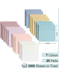 Notas Adhesivas Transparentes VITEVER 1000 Hojas 7 Colores 7.62x7.62 cm 2