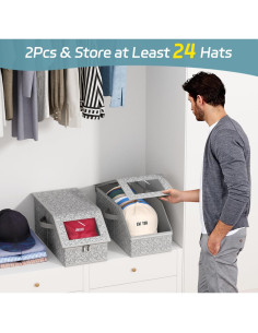 Organizador de Gorras AOODA 2 Pcs Apilable Gris 24 Gorras 2