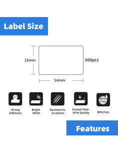 Etiquetas Térmicas Printholic 1" x 2-1/8" 12 Rollos 6000 Etiquetas 2