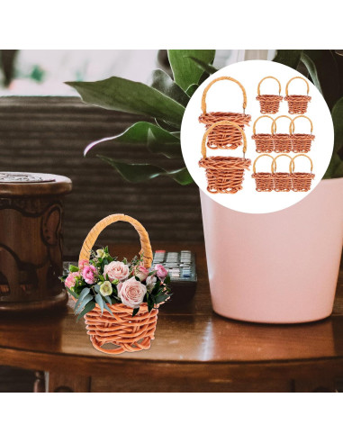 Mini Cestas de Ratán DOITOOL - 10 Pcs Decoración 3x4.5 cm
