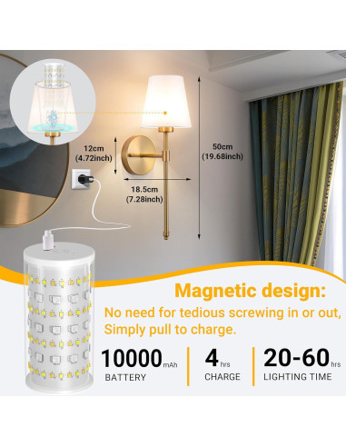 Aplique de pared inalámbrico Vimhou dorado 50.8 cm 2 pack