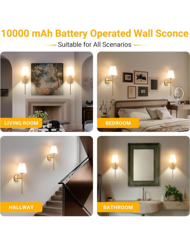 Aplique de pared inalámbrico Vimhou dorado 50.8 cm 2 pack