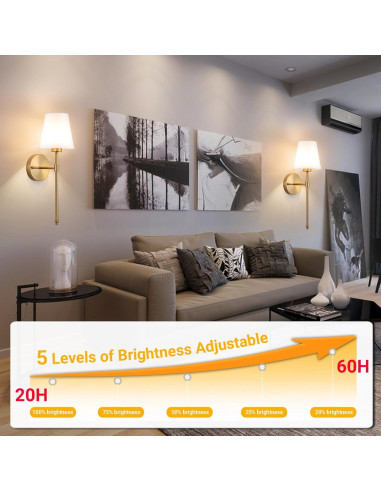 Aplique de pared inalámbrico Vimhou dorado 50.8 cm 2 pack