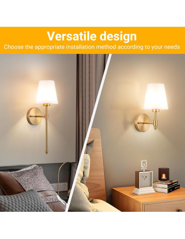 Aplique de pared inalámbrico Vimhou dorado 50.8 cm 2 pack