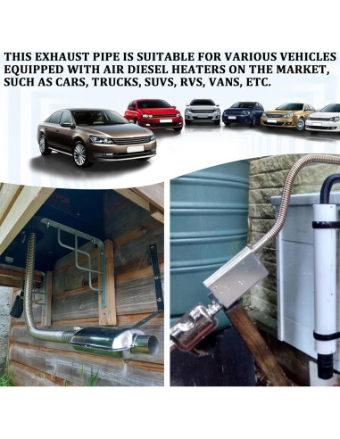 Tubería de Escape Flexible KUQUTIDY 149.86 cm Acero Inoxidable