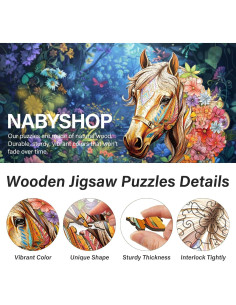 Rompecabezas de Madera Caballo NABYSHOP 100 Piezas 21.6x20.6cm 2
