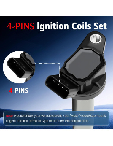 Juego de 4 Bobinas de Encendido BULIAZY UF596 para Toyota
