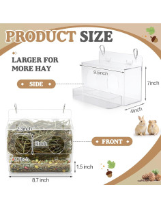 Alimentador de Heno para Conejos Honeydak 25x18 cm Acrílico 2