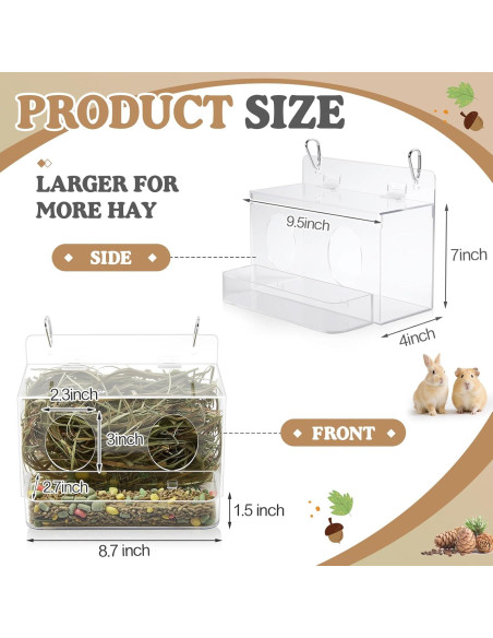 Alimentador de Heno para Conejos Honeydak 25x18 cm Acrílico