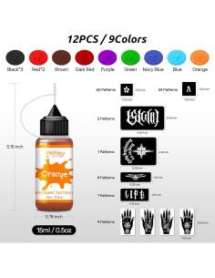 Kit de Tinta para Tatuajes Temporales InkForge - 12 Colores y 128 Plantillas 2